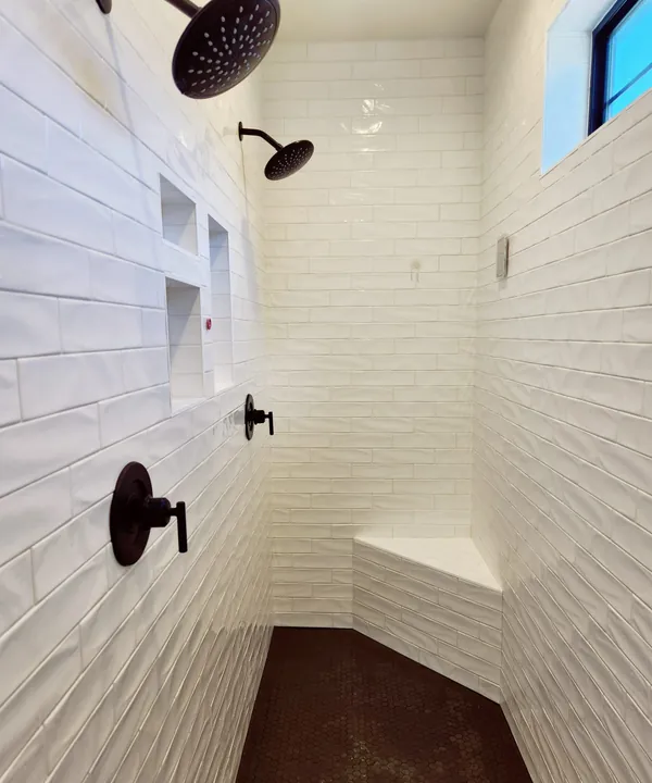 A freshly cleaned walk-in shower