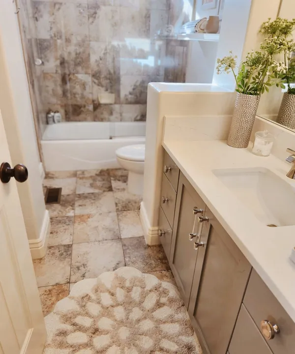 Bathroom floors and vanity details