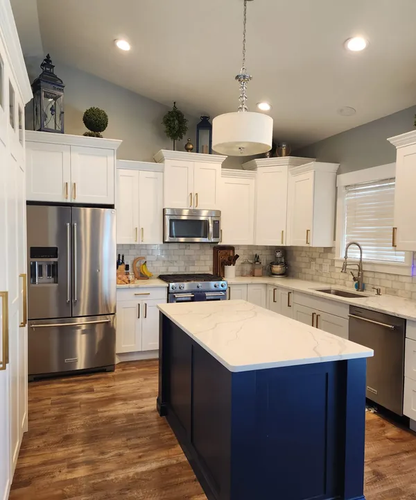 A kitchen island with room to gather